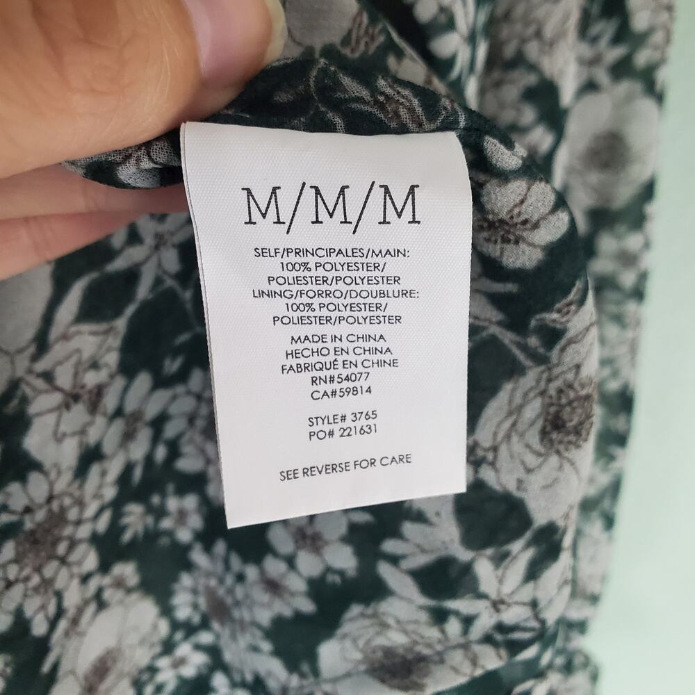 Cabi Womens Olive Green Floral Print Sheer Bianca Peasant Blouse Top Size Medium - Picture 6 of 7
